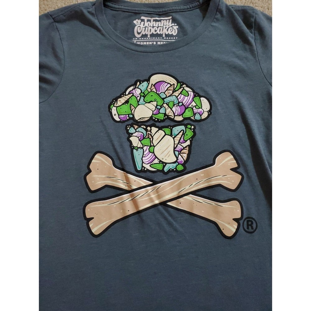 Johnny Cupcakes Smokey Blue women's Tee Size M